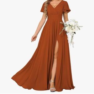 Elegant Rust Maxi Dress